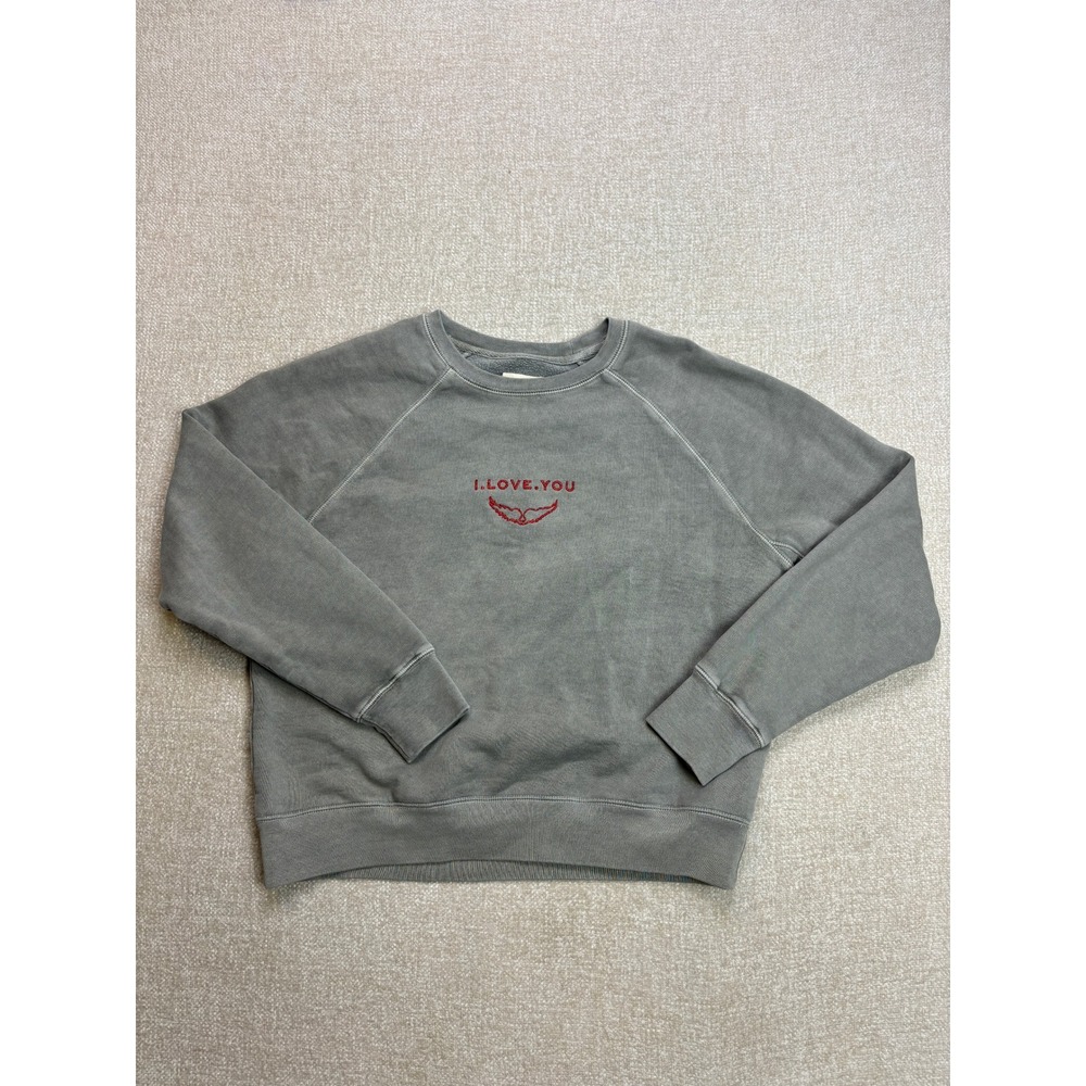 Zadig & Voltaire Upper I Love You Sweatshirt Grey Embroidered Wings Organic S